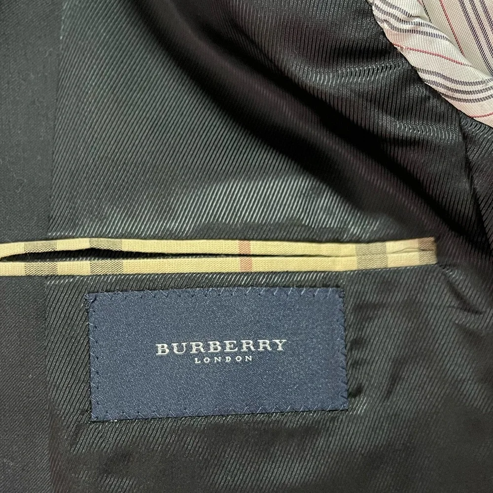 Burberry Men's Black Three-Button Wool Blazer